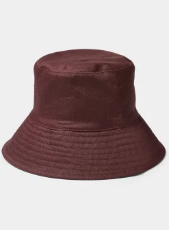Wide-brim pure linen bucket hat