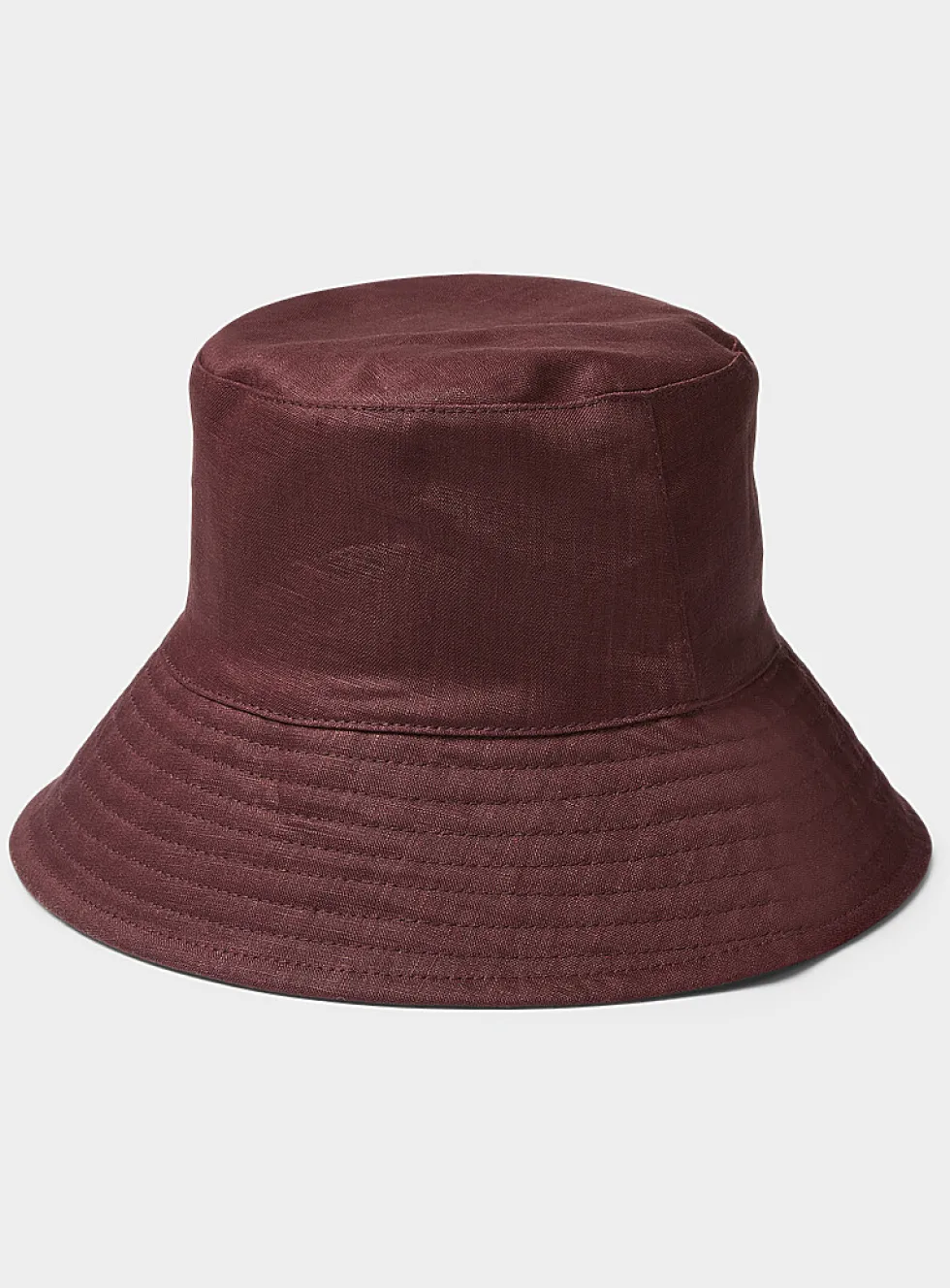 Wide-brim pure linen bucket hat