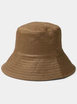 Wide-brim pure linen bucket hat