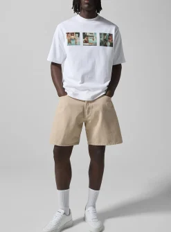 Wide-leg cotton canvas short