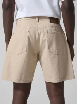 Wide-leg cotton canvas short