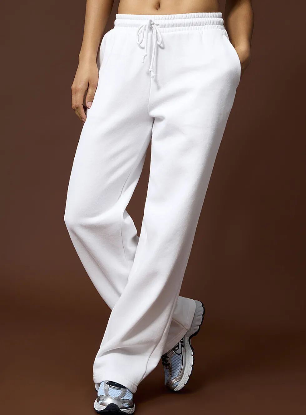 Wide-leg fleece jersey pant