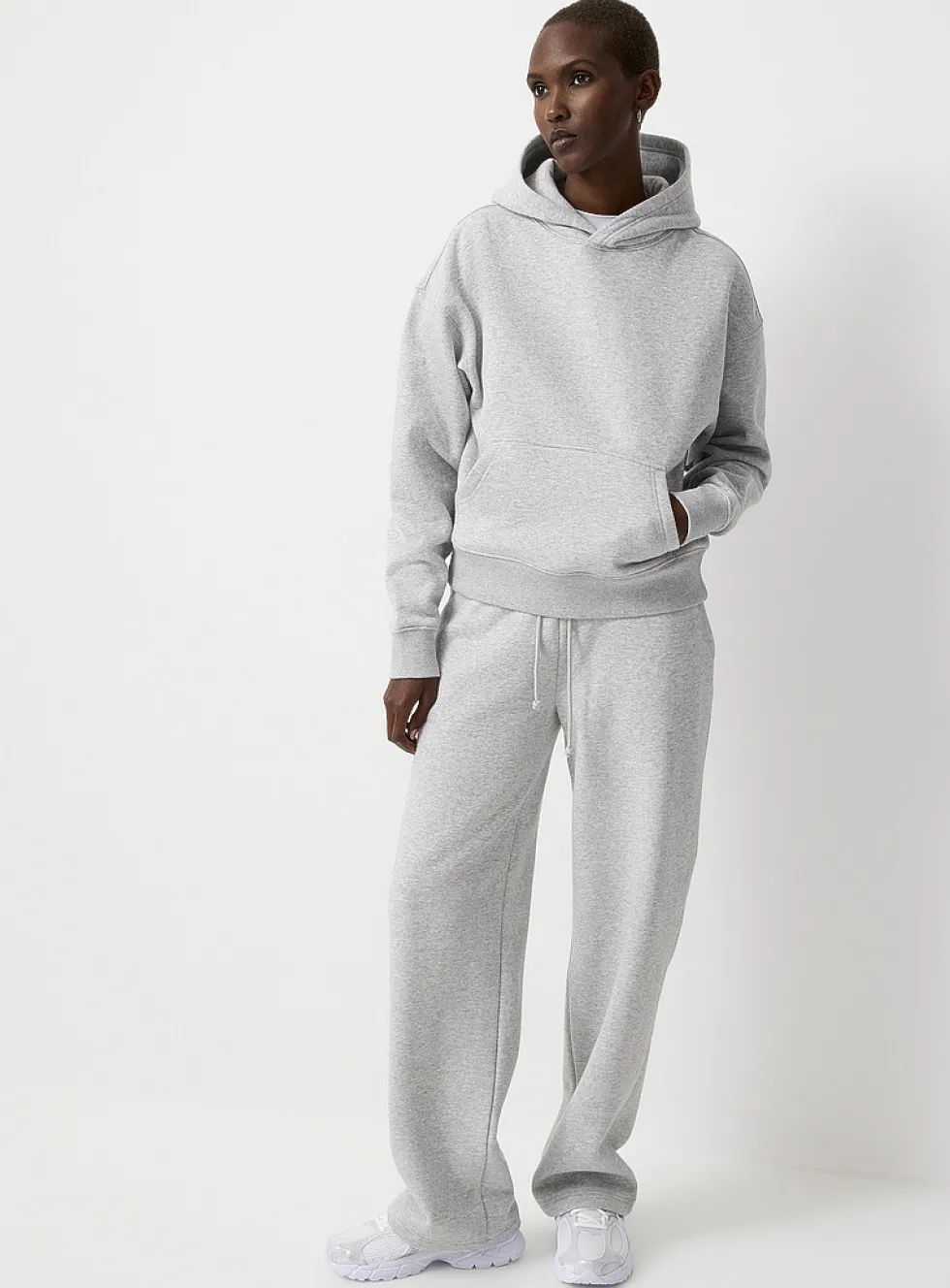 Wide-leg fleece jersey pant