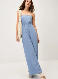 Wide-leg linen-blend jumpsuit