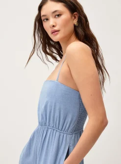 Wide-leg linen-blend jumpsuit
