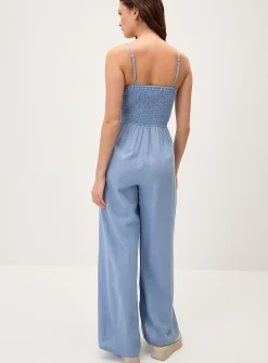 Wide-leg linen-blend jumpsuit