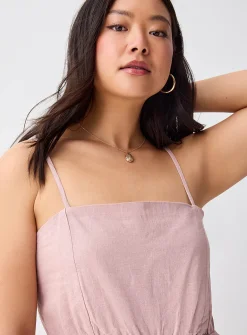 Wide-leg linen-blend jumpsuit