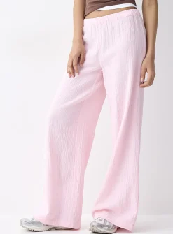 Wide-leg organic cotton gauze pant