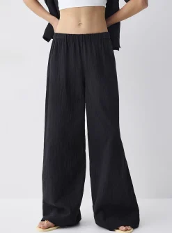 Wide-leg organic cotton gauze pant
