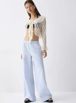 Wide-leg organic cotton gauze pant