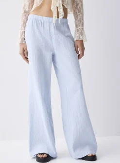 Wide-leg organic cotton gauze pant
