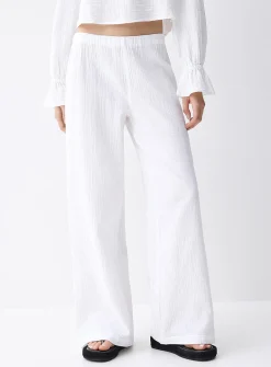 Wide-leg organic cotton gauze pant