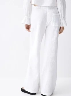 Wide-leg organic cotton gauze pant