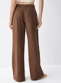 Wide-leg organic cotton gauze pant