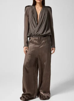 Wide-leg satiny pant