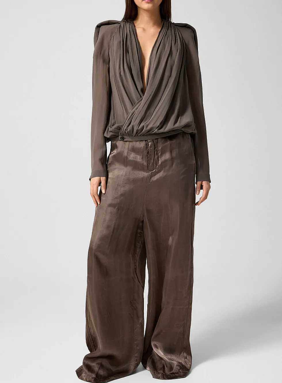 Wide-leg satiny pant