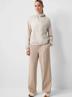 Wide-leg stretch weave pant