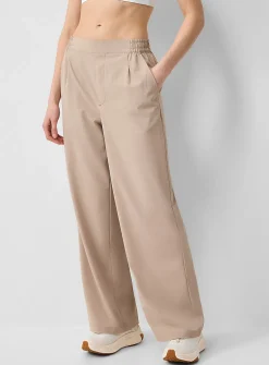 Wide-leg stretch weave pant