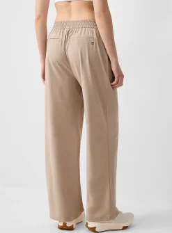 Wide-leg stretch weave pant
