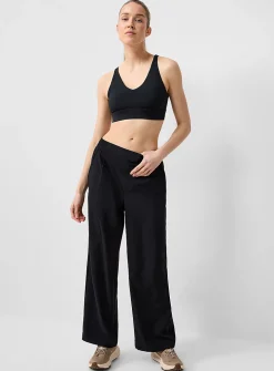 Wide-leg stretch weave pant