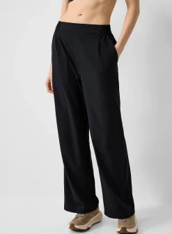 Wide-leg stretch weave pant