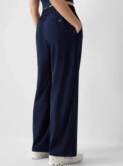 Wide-leg stretch weave pant