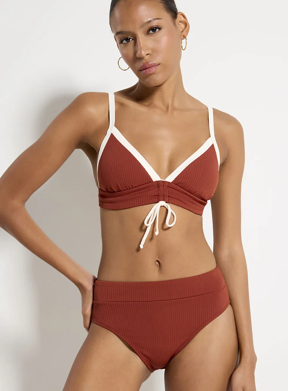Wide-rib high-rise bikini
