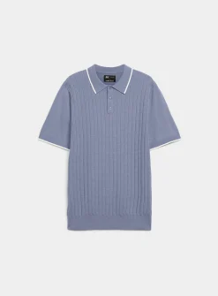 Wide-rib knit polo