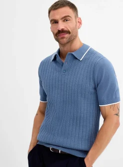 Wide-rib knit polo