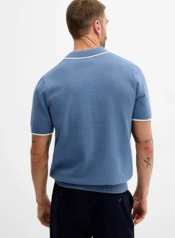 Wide-rib knit polo
