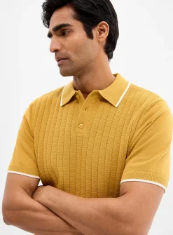 Wide-rib knit polo