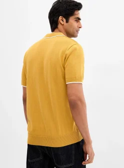 Wide-rib knit polo