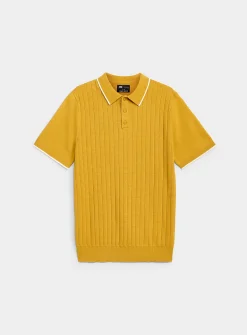 Wide-rib knit polo