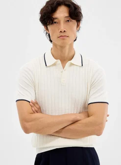 Wide-rib knit polo