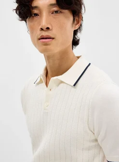Wide-rib knit polo