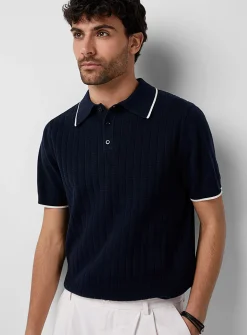 Wide-rib knit polo