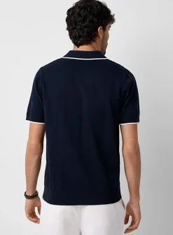 Wide-rib knit polo