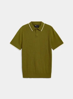 Wide-rib knit polo