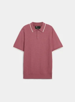 Wide-rib knit polo
