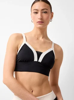 Wide-trim mesh V-neck bralette