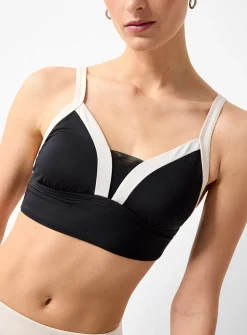 Wide-trim mesh V-neck bralette