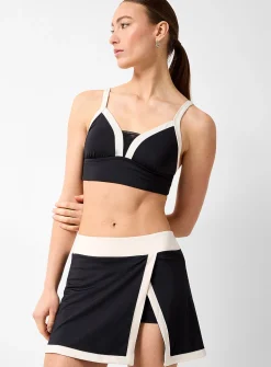 Wide-trim swim skort