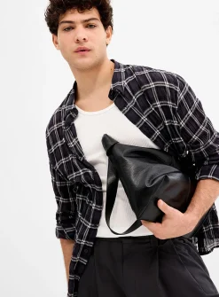 Windowpane check lightweight shirt