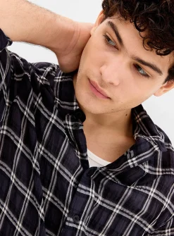 Windowpane check lightweight shirt