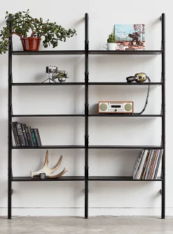 Wood and metal double shelf