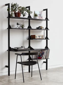 Wood and metal double shelf with desktop