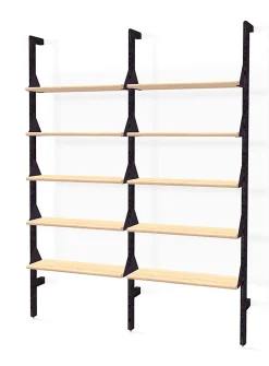 Wood and metal double shelf