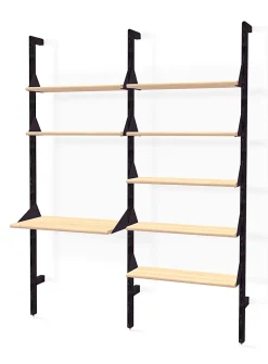 Wood and metal double shelf with desktop