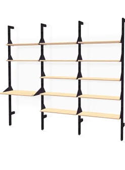 Wood and metal triple shelf with desktop