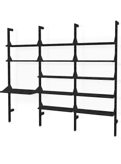 Wood and metal triple shelf with desktop